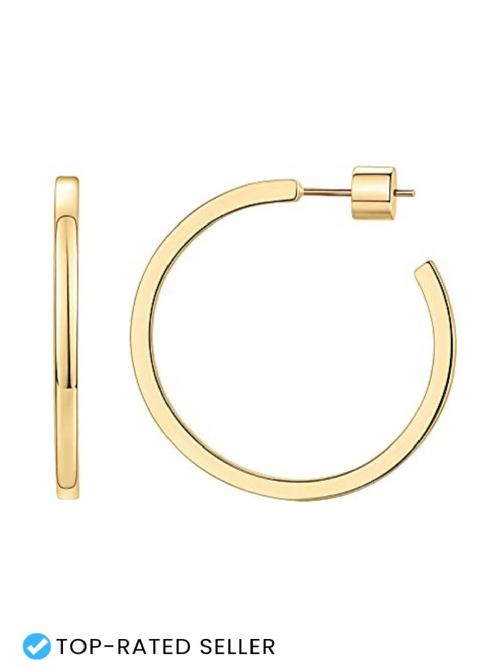 14K Gold Plated Square Edge Open Hoop Earrings Hypoallergenic